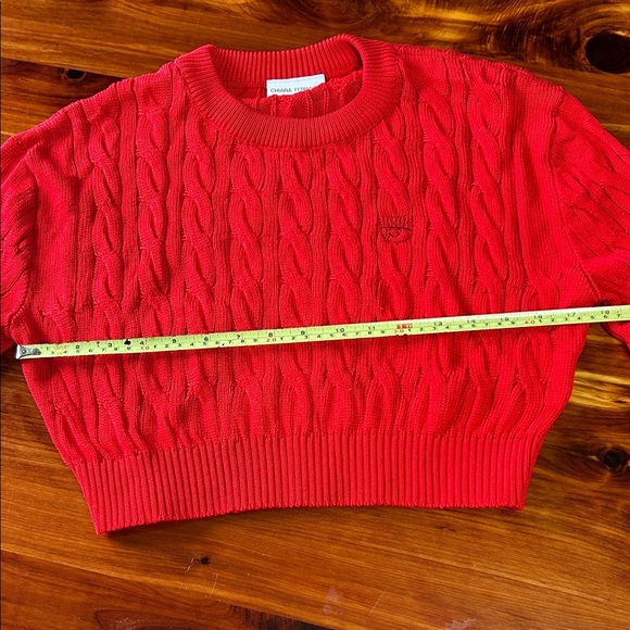 Chiara Ferragni Red Cable Knit Cropped Sweater - Picture 8 of 8